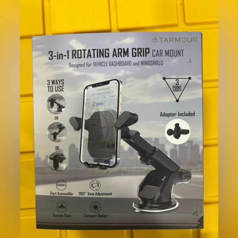 Tarmour. Black 3-in-1 Rotating Arm Grip Car Mount